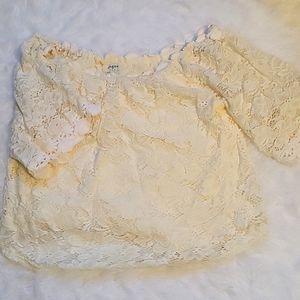 Lace overlay off shoulder top
